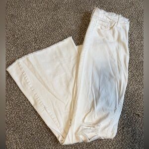 White Distressed Bell Bottom Jeans
